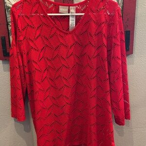 Chico's Vibrant Red Crochet Blouse